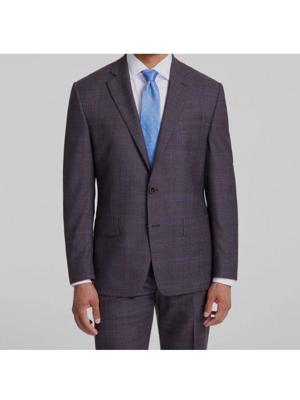 Michael Kors Men's Charcoal/Brown Wool Plaid Classic Fit Blazer Suit Jacket 36S